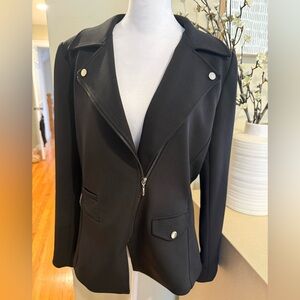 White House Black Market Black Zip-Front Blazer